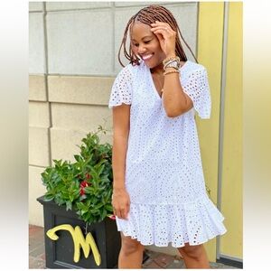 Anna Cate Eyelet Mini Dress White Small